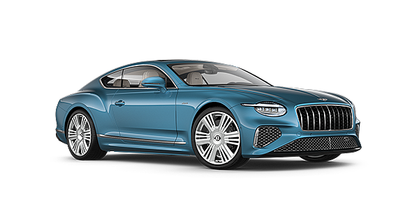 Louwman Exclusive Cars B.V. New Bentley Continental GT Azure coupe front three quarter in Light Windsor Blue paint