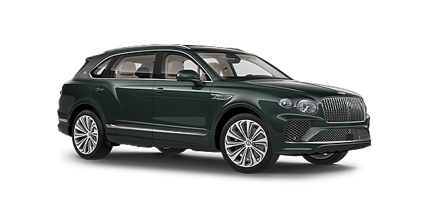 Louwman Exclusive Cars B.V. Wisdom K leans against wall next to Bentley Bentayga Extended Wheelbase Atelier Edition SUV in Light Emerald green paint