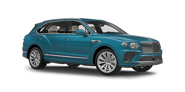 Louwman Exclusive Cars B.V. Bentayga Extended Wheelbase Azure luxury SUV front three quarter in Topaz Blue by Mulliner paint
