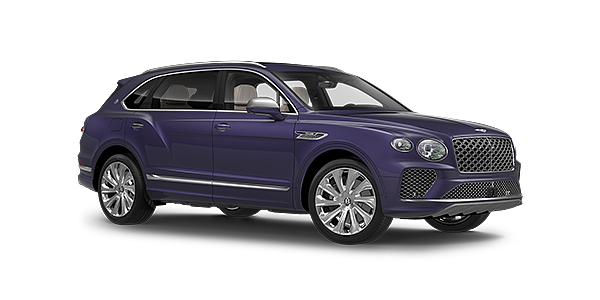 Louwman Exclusive Cars B.V. Bentayga Extended Wheelbase Mulliner luxury SUV front three quarter in Tanzanite Purple paint